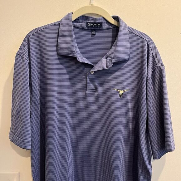 Peter Millar Summer Comfort Mens Polo Shirt XL Blue Stripes LogoCrown Crafted - Picture 4 of 8